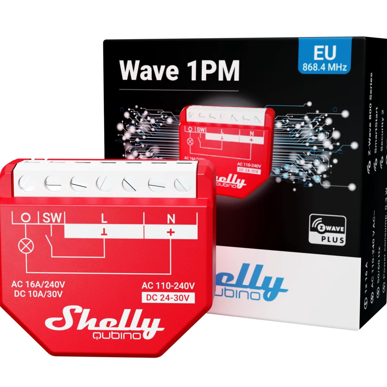 SHELLY WLAN-Schaltaktor Wave 1PM, 16 A, 1 Kanal, UP, Z-Wave, Messfunktion