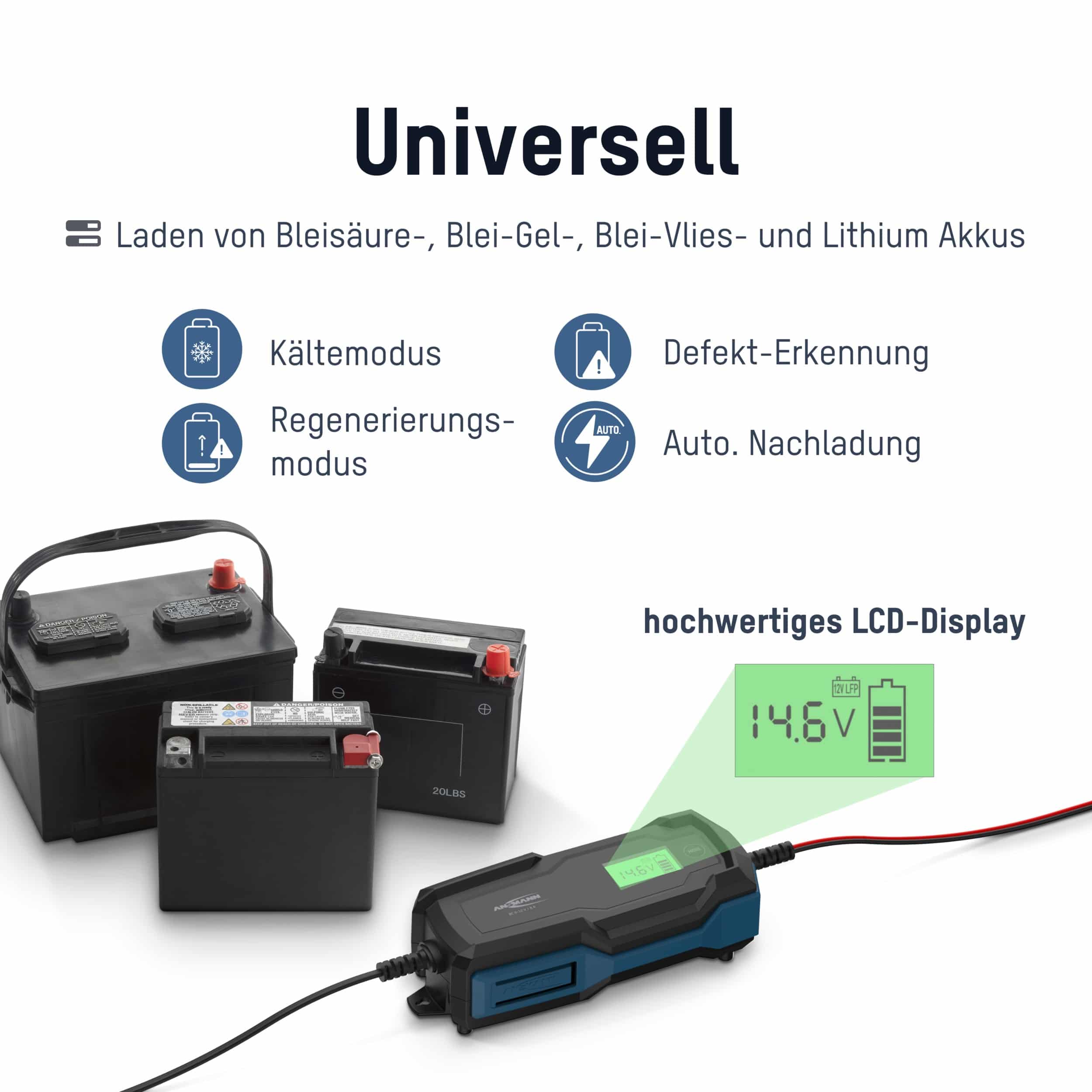 ANSMANN Autobatterie-Ladegerät, 1001-0145, Bleiladegerät, BC 6...12 V-, 6 A