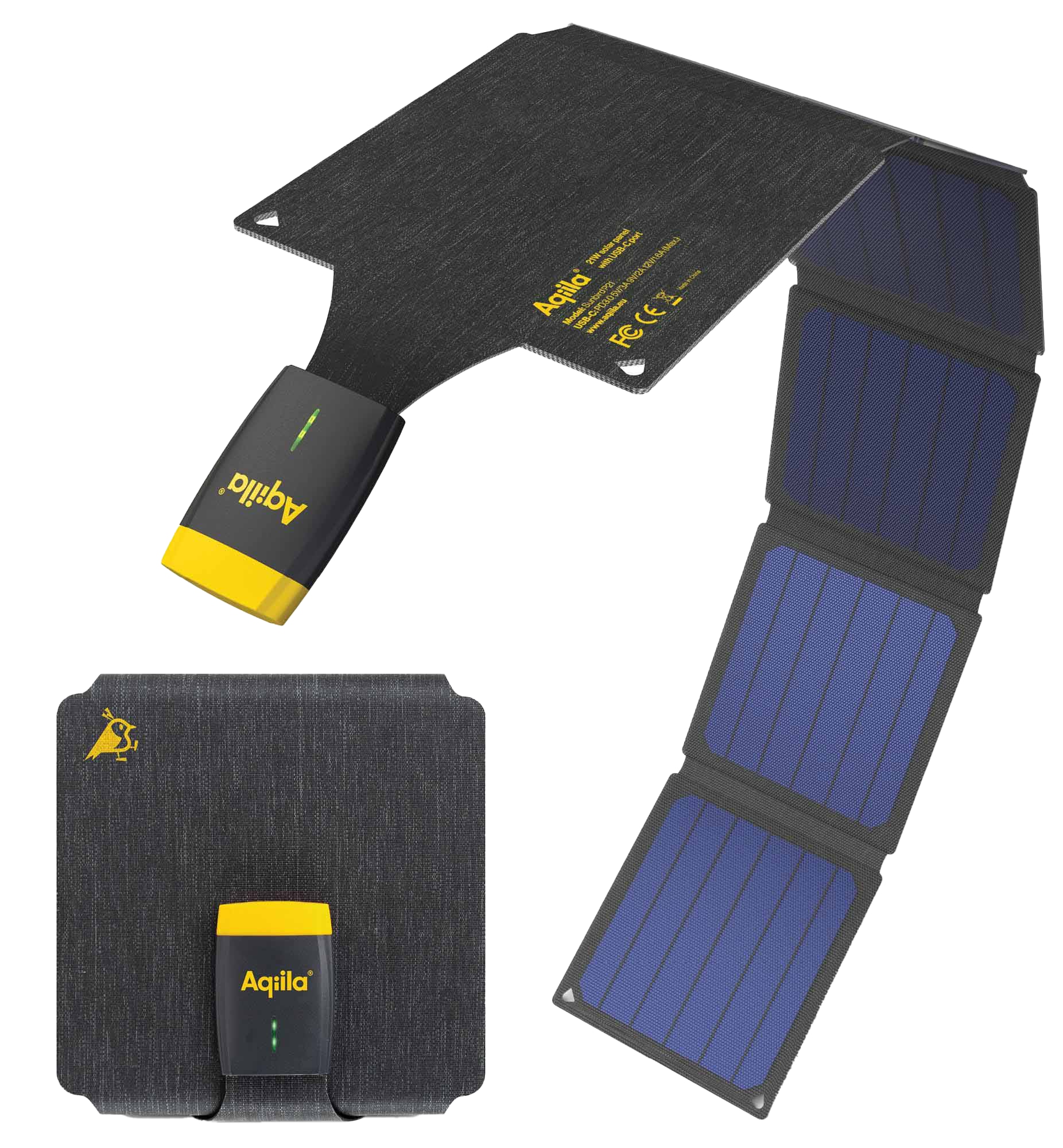 AQIILA Solarpanel Sunbird P21, 21 W, USB-C, schwarz