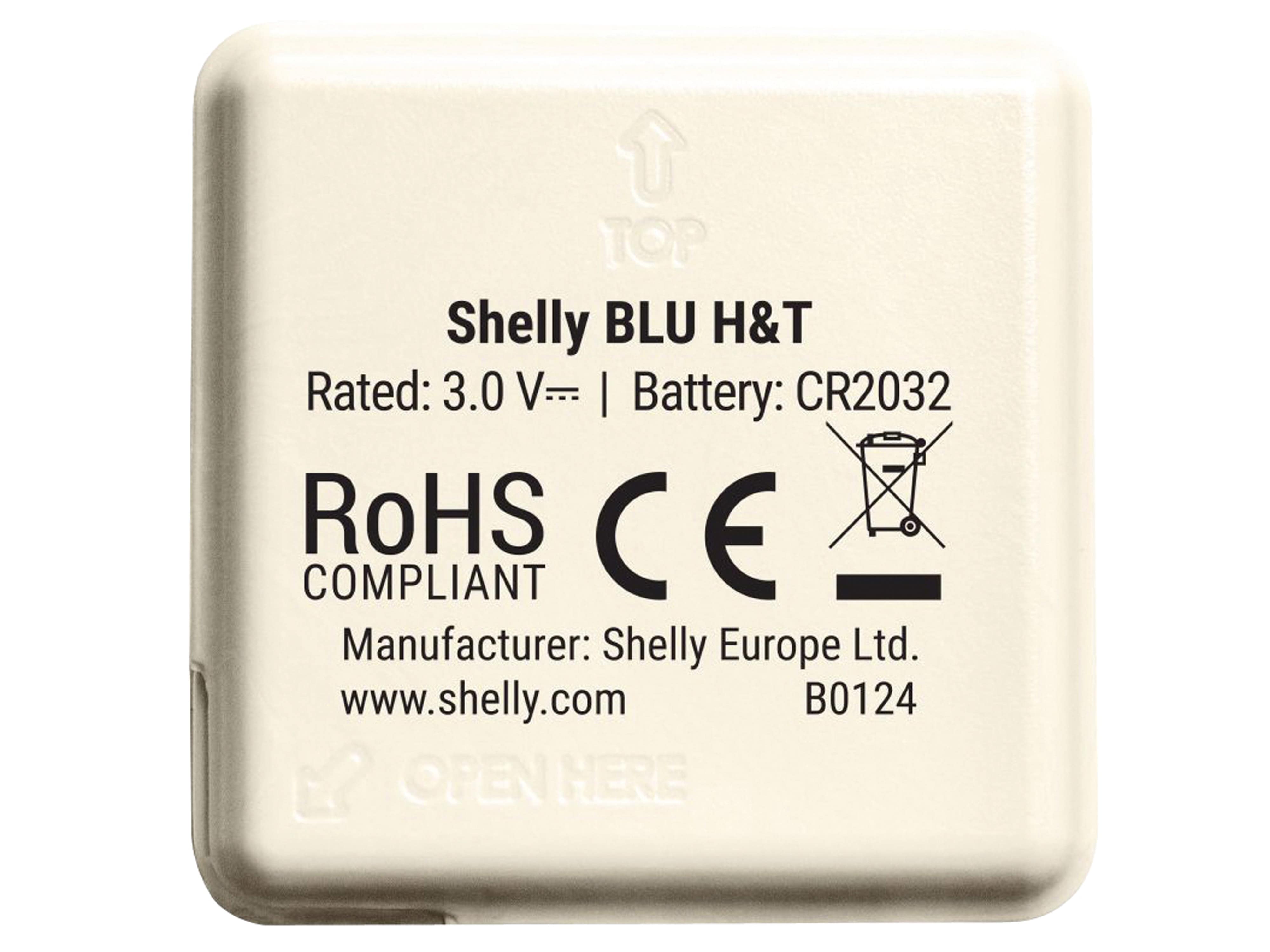 SHELLY Temperatur- u. Feuchtigkeitssensor Blu H&T Ivory, BT, Plug&Play