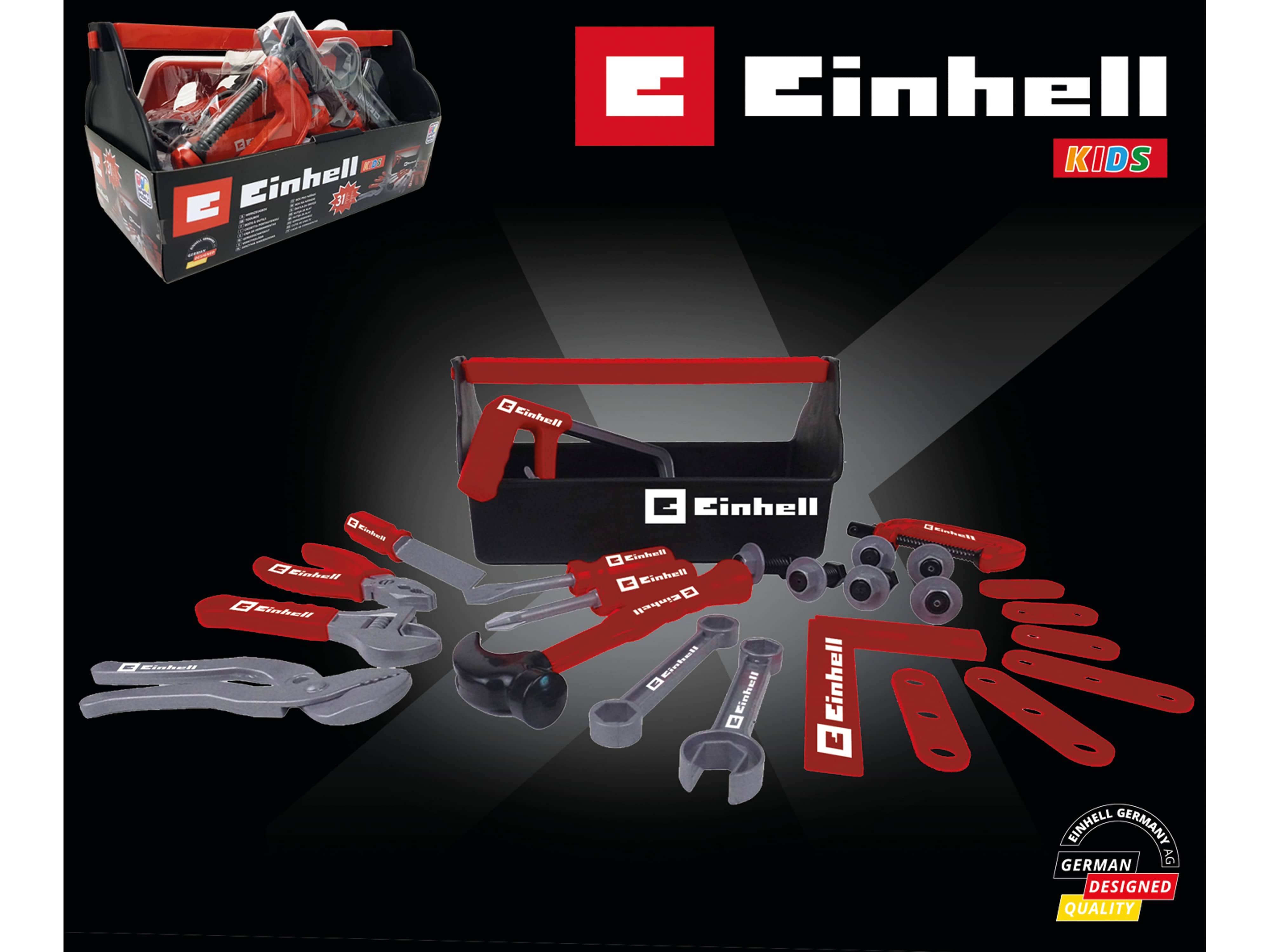 EINHELL KIDS Werkzeugbox 31-teilig, Handwerks-/Zubehörsatz, 28x15x14 cm