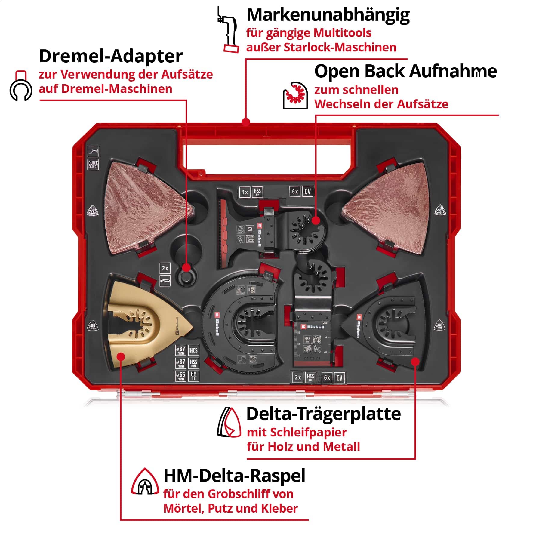 EINHELL Multitool-Set, 708170, XXL-Case, 70-teilig