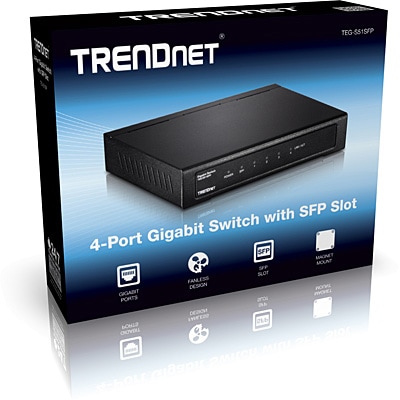 TRENDNET Switch, 4 Port Gbit, lüfterlos, QoS, Metall