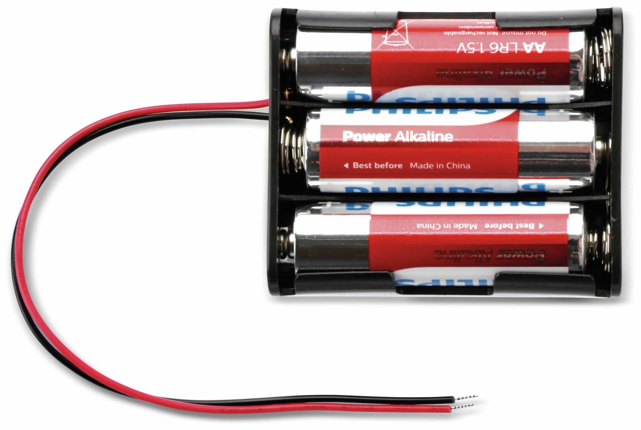 Batteriehalter für 3 Mignon, AA, mit Anschlußkabel
