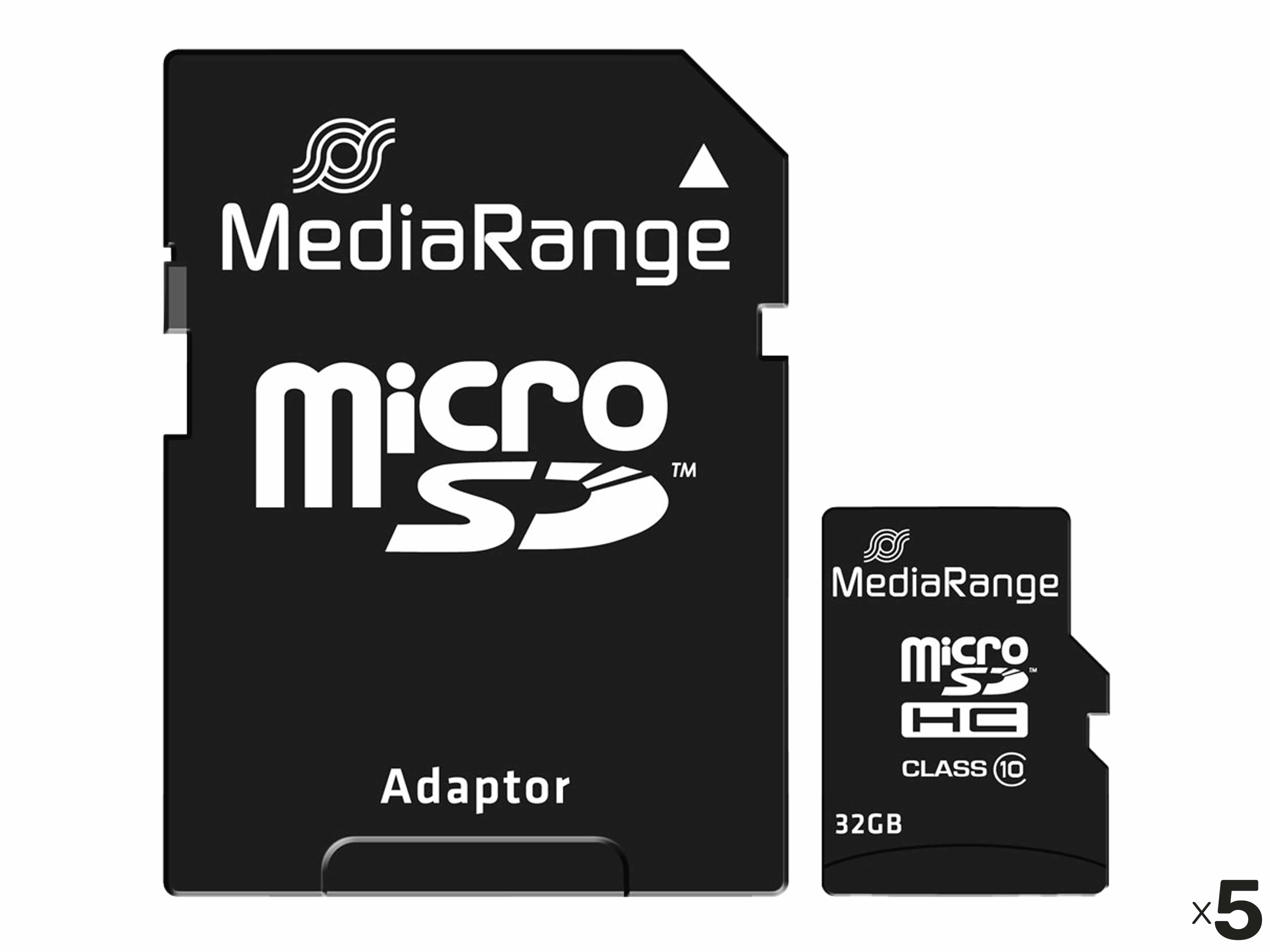 MEDIARANGE MicroSD-Card Class 10, 32 GB 5er Pack