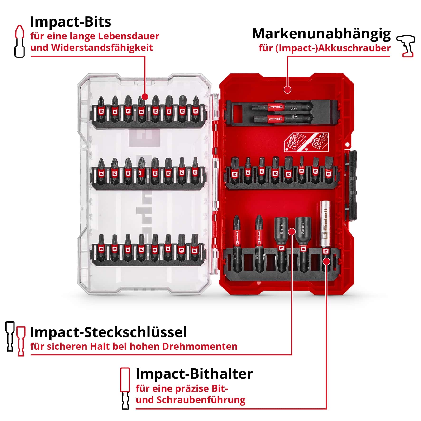 EINHELL Impact Bit-Set, 109210, M-Case, 39-teilig