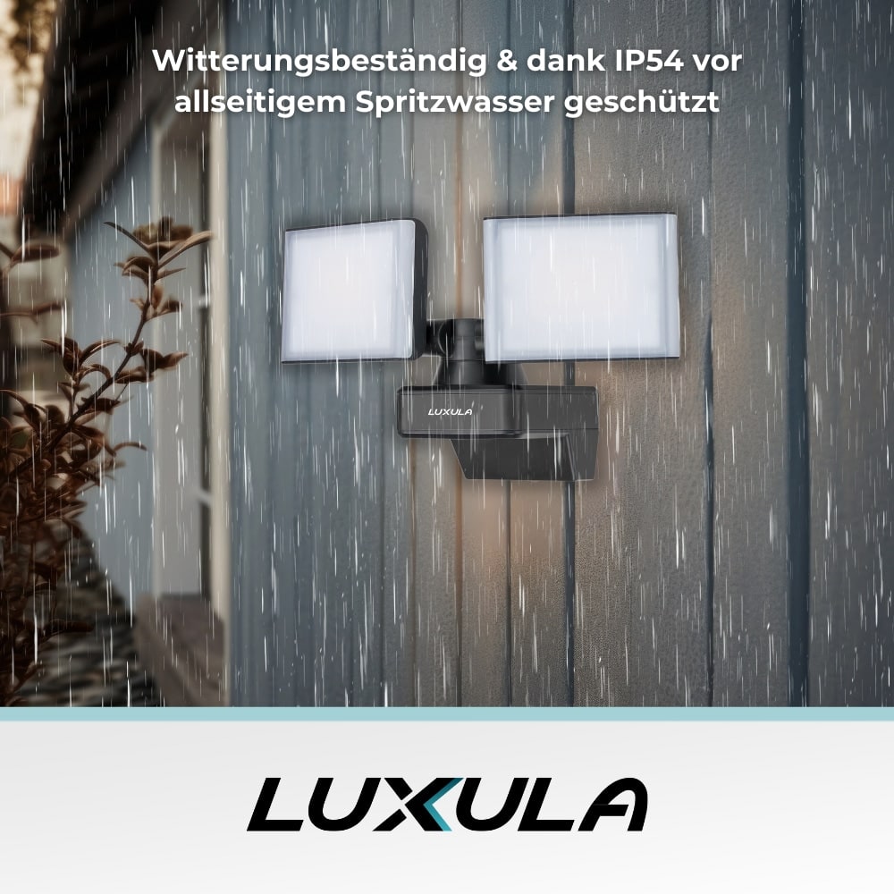 LUXULA LED-Fluter LX400190, 2-köpfig, 2x 15 W, 3200 lm, 4000 K, schwarz